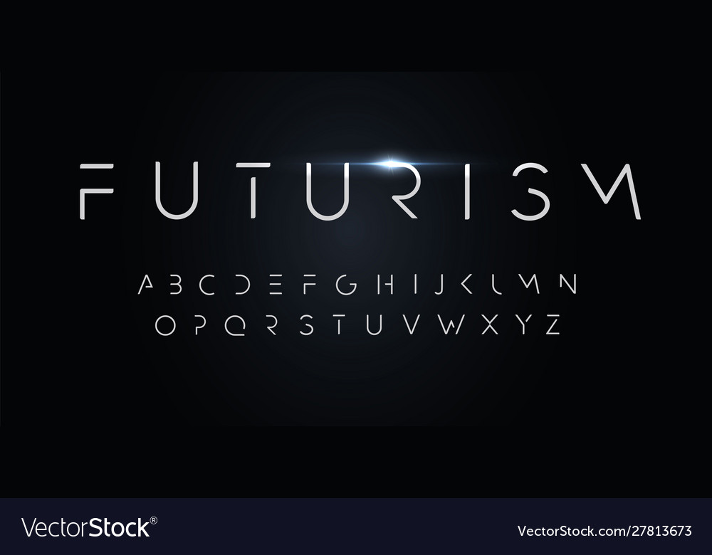 Futurism style alphabet thin segment line font vector image Futurism style alphabet thin segment line font