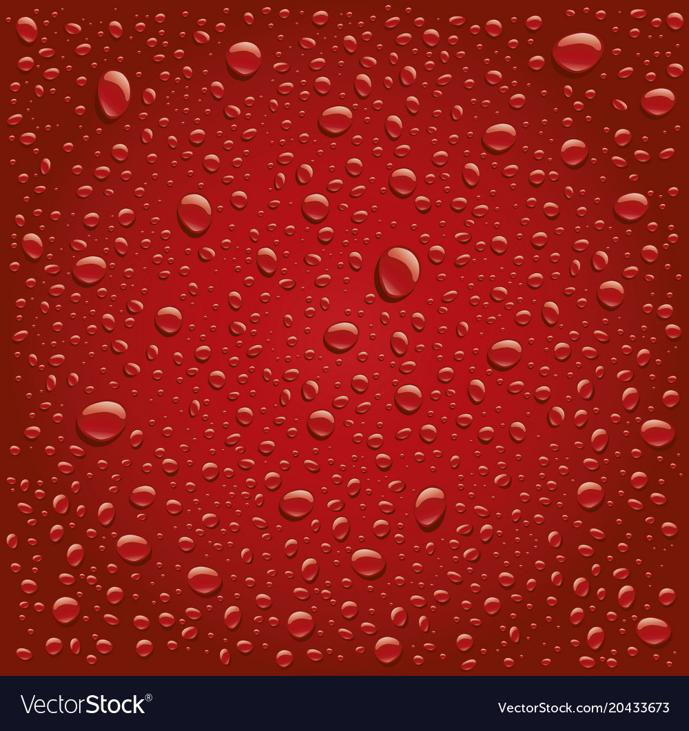 Many water drops on red background Royalty Free Vector Image