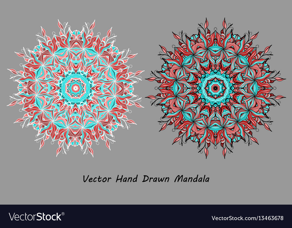 Bunte Hand gezogen Mandala