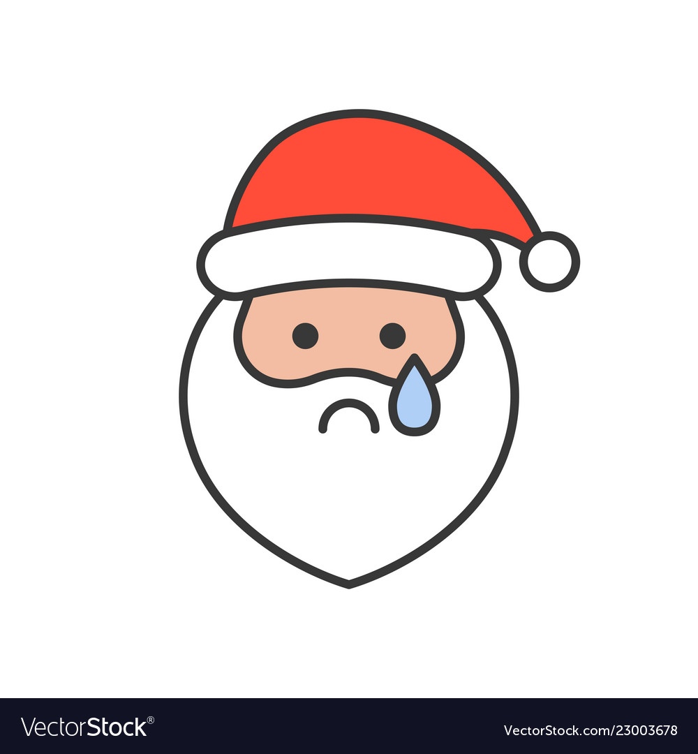 Cute santa claus emoticon filled outline design