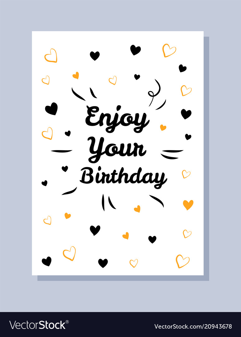 Enjoy your birthday postcard Royalty Free Vector Image