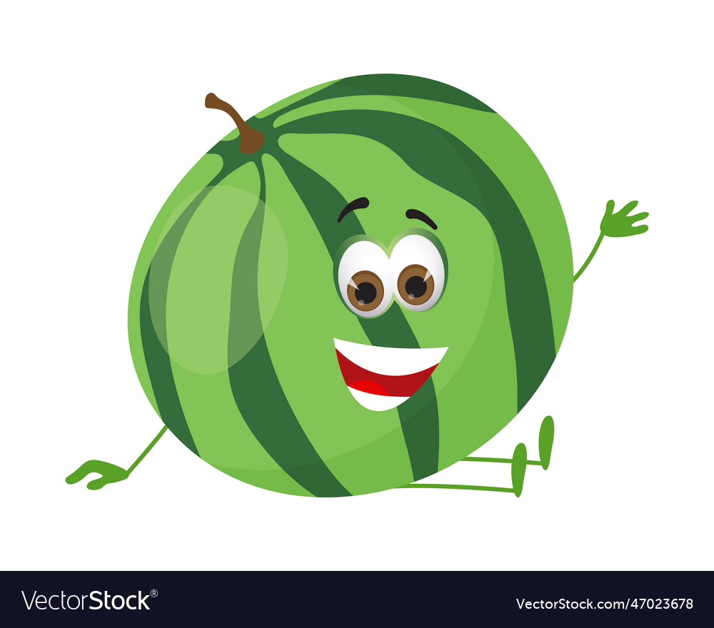 Funny watermelon with eyes cartoon fruits Vector Image