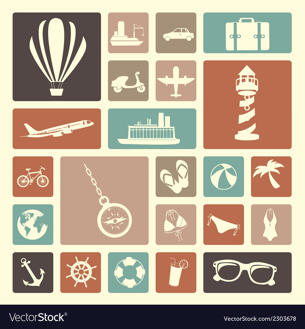 Travels icons over white background