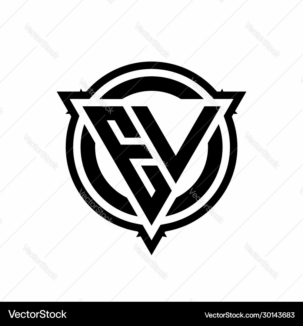 Ev logo with triangle shape and circle Royalty Free Vector