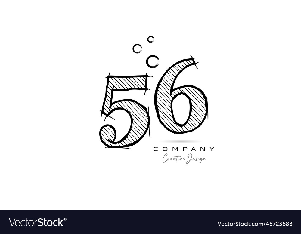 Hand drawing number 56 logo icon design Royalty Free Vector
