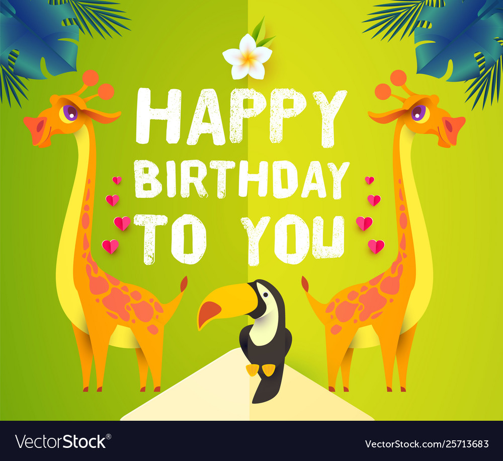 Happy birthday children event tropic and exotic vector image Happy birthday children event tropic and exotic