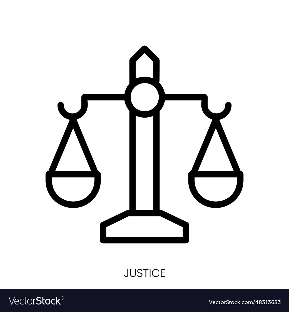 Justice icon line art style design isolated