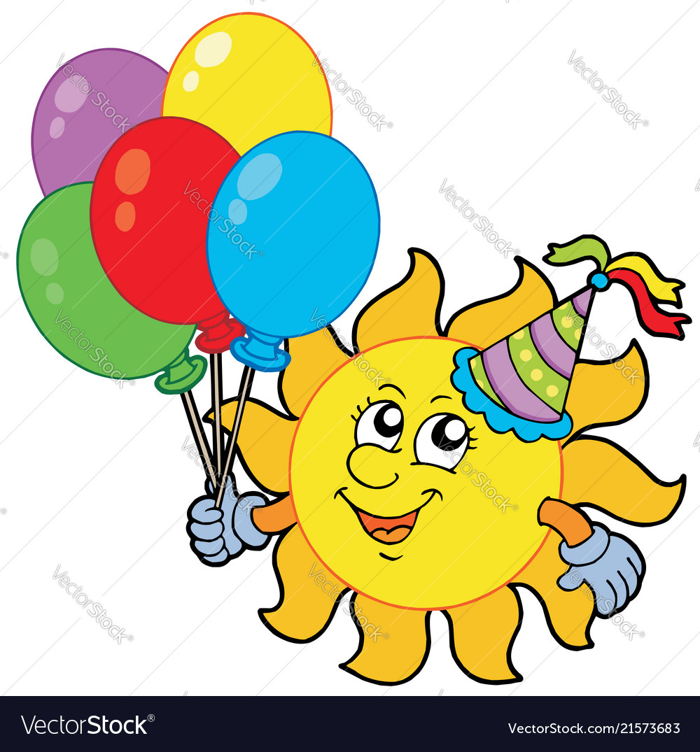 Party sun with balloons Royalty Free Vector Image