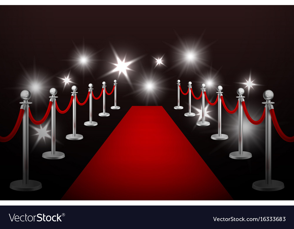 Realistic red event carpet silver Royalty Free Vector Image