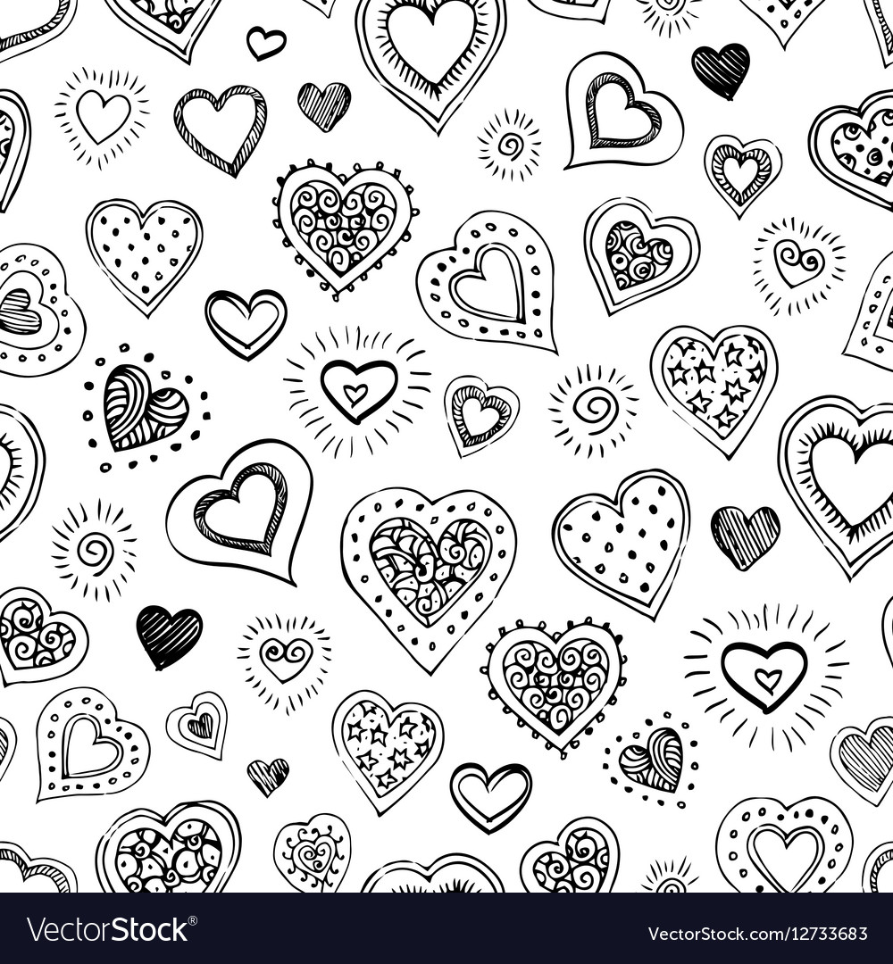 Seamless pattern with hearts Royalty Free Vector Image