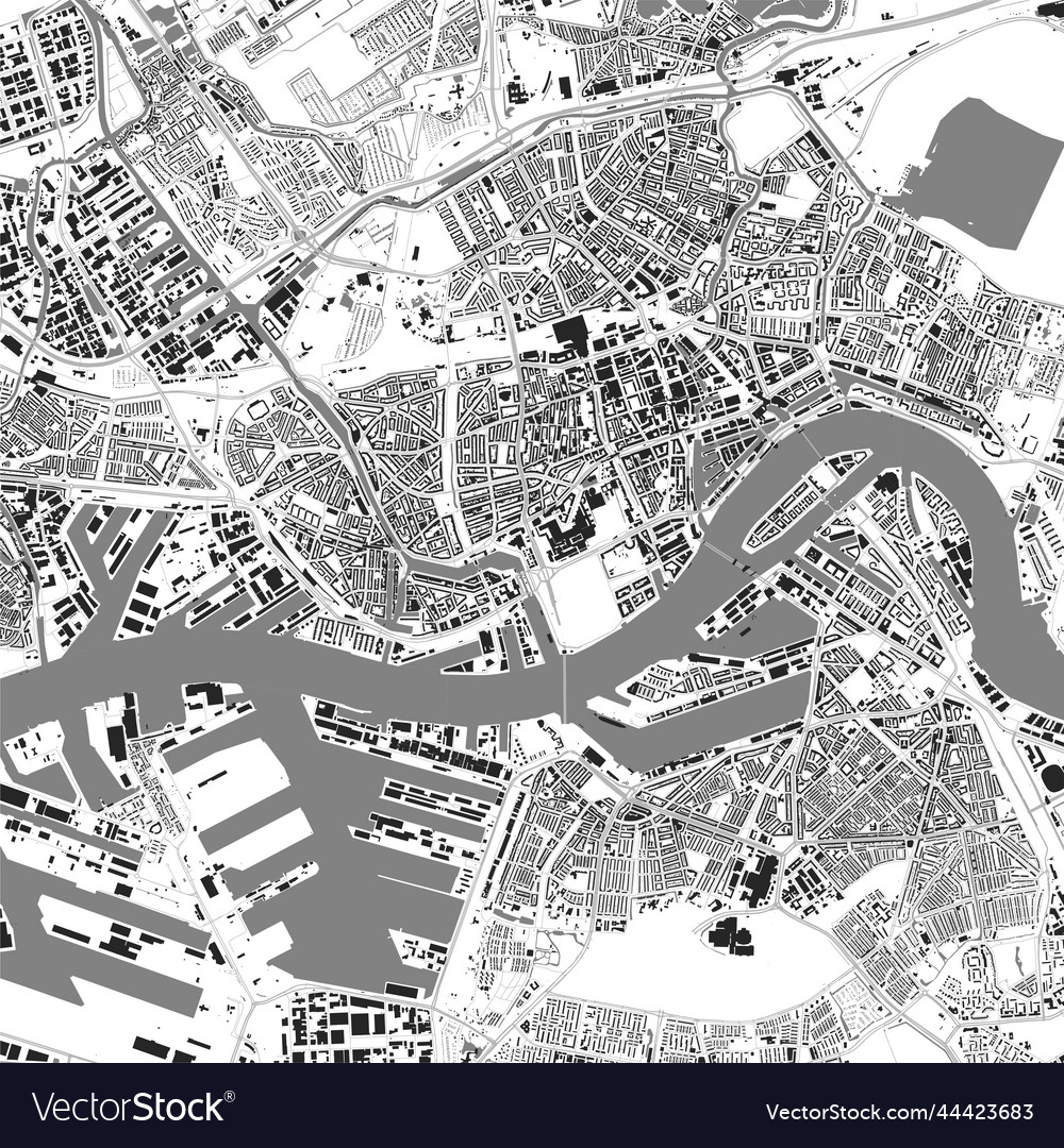 Urban city map of rotterdam poster black