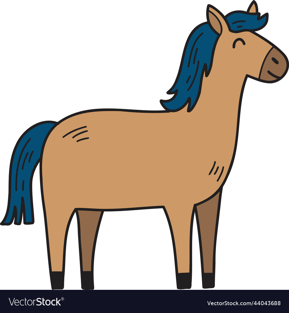 Hand drawn cute horse Royalty Free Vector Image