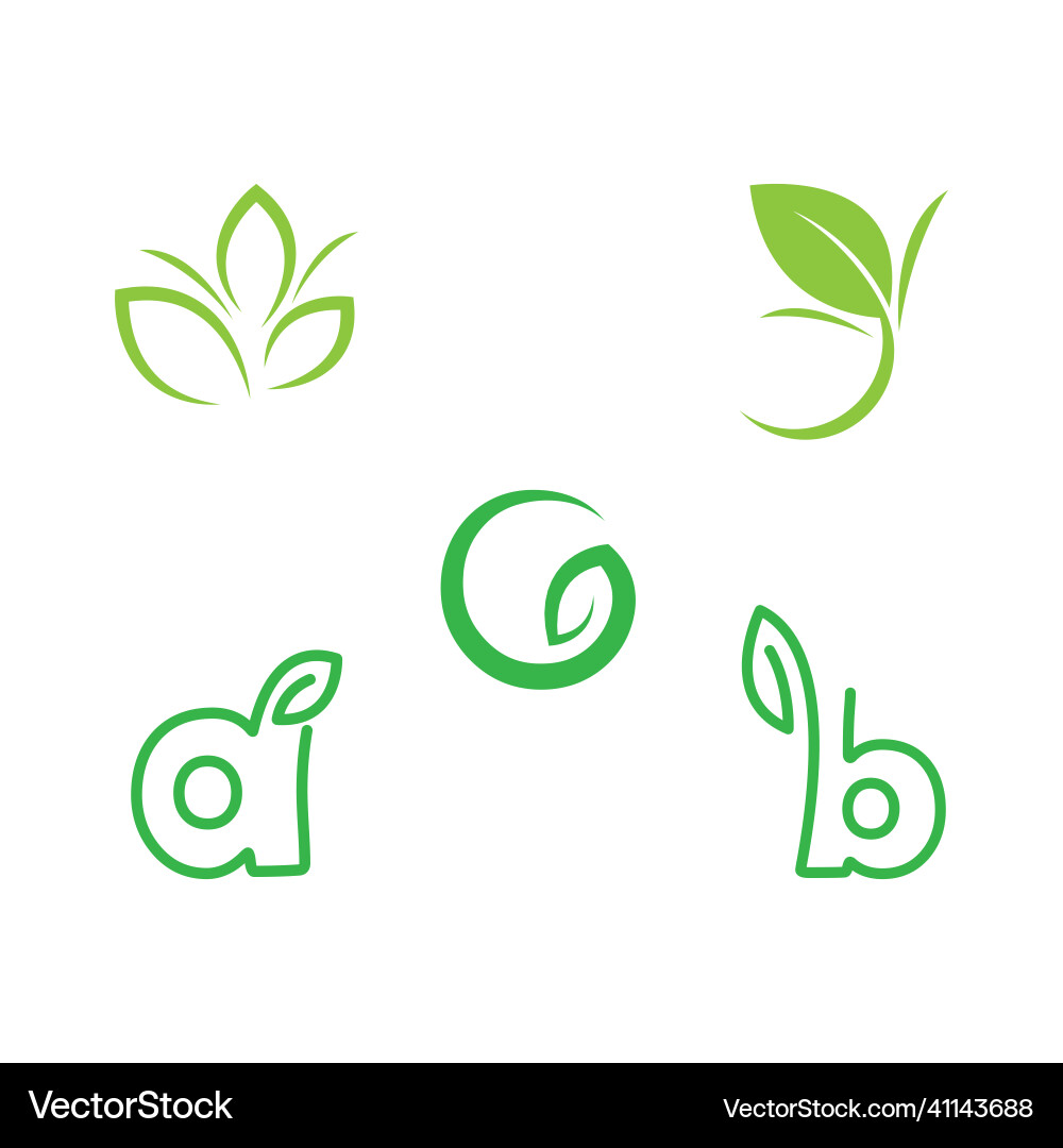 Leaf with initial letter Royalty Free Vector Image