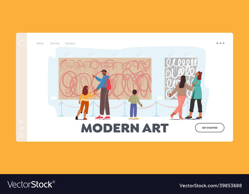 Modern art landing page template exhibition Vector Image