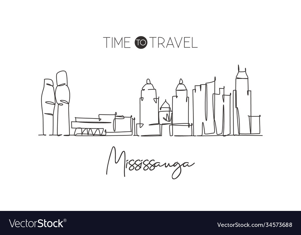 One continuous line drawing mississauga city Vector Image
