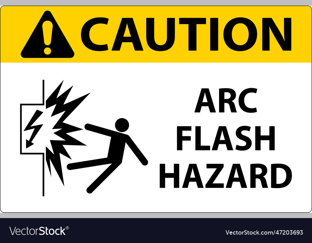 Caution arc flash hazard sign on white background