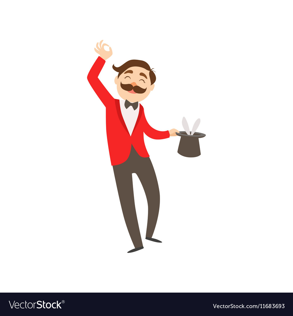 Circus magician artist performing his taking Vector Image