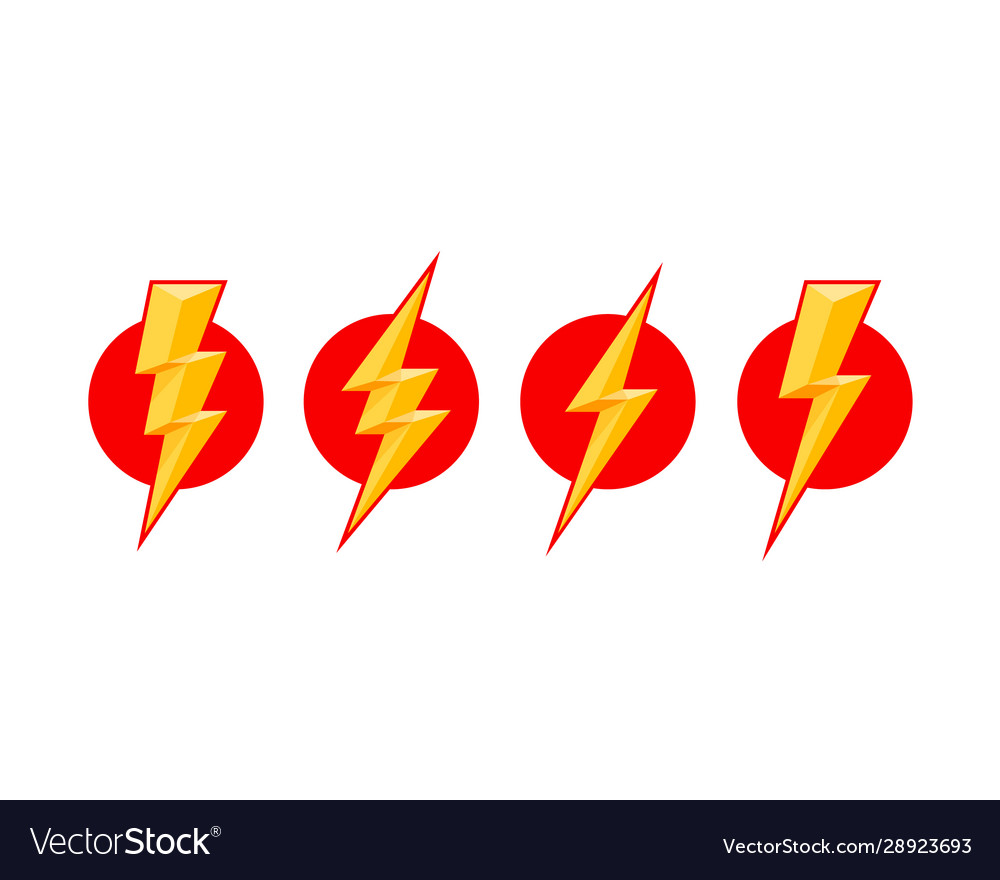 Electric lightning set icons on a white