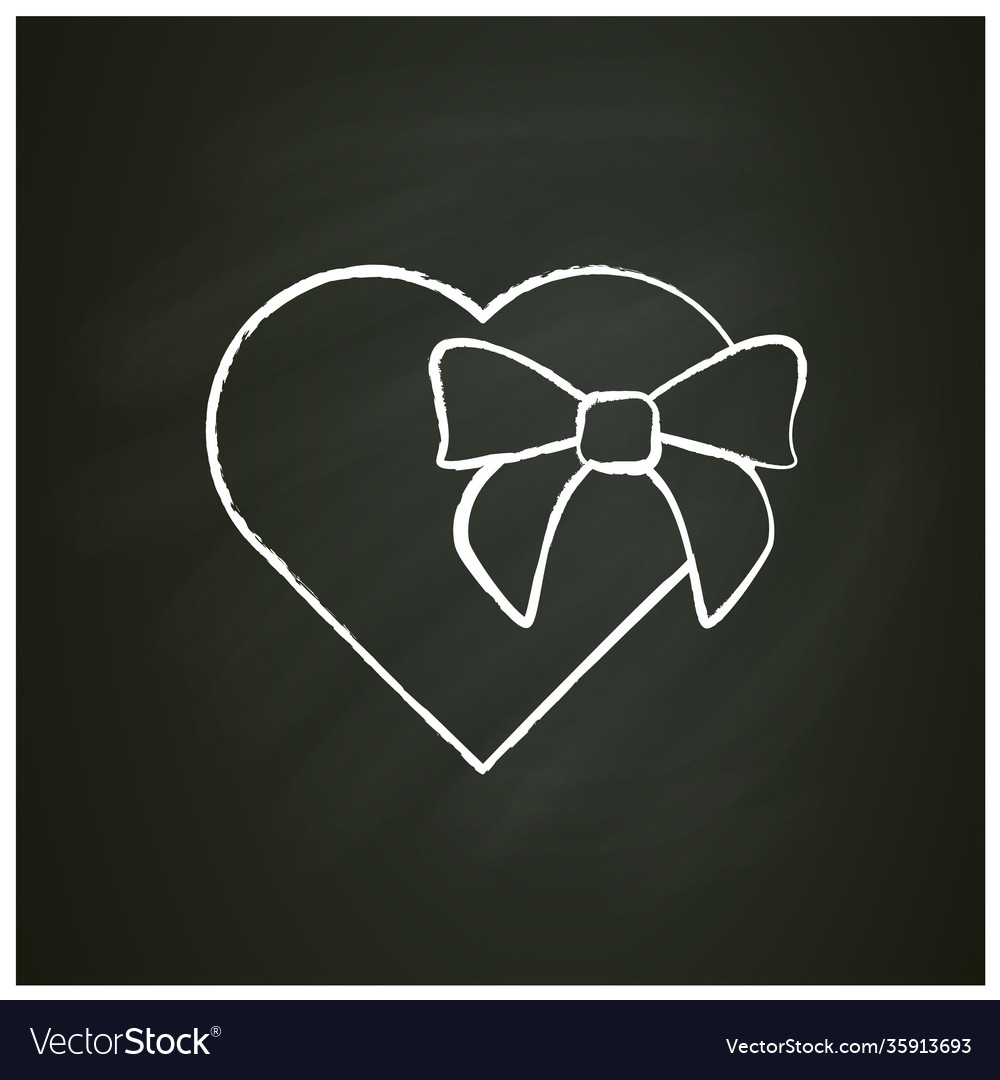 Heart shape present chalk icon