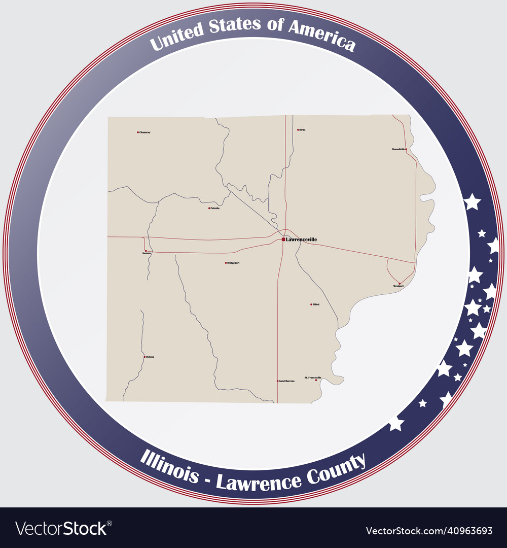 Map of lawrence county in illinois Royalty Free Vector Image