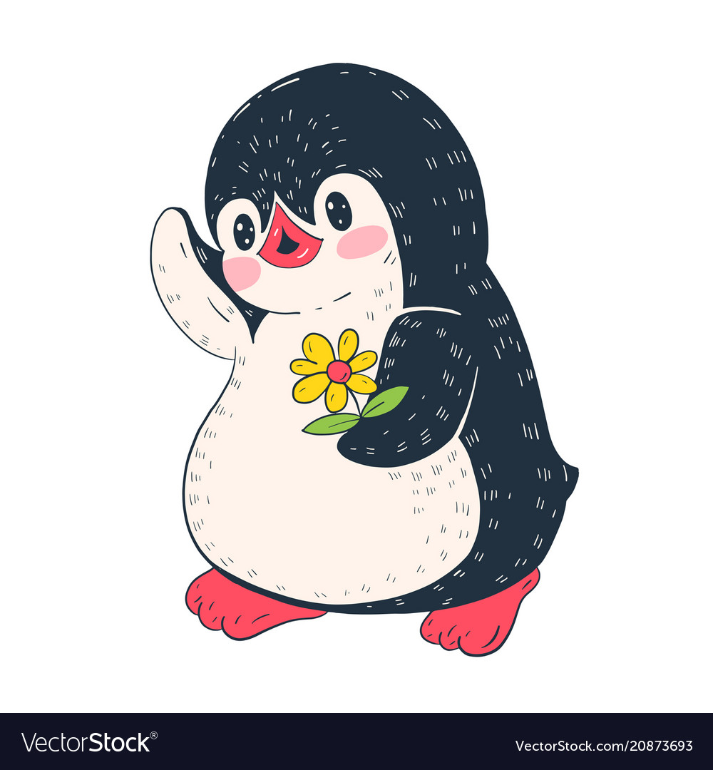 Penguin with a flower