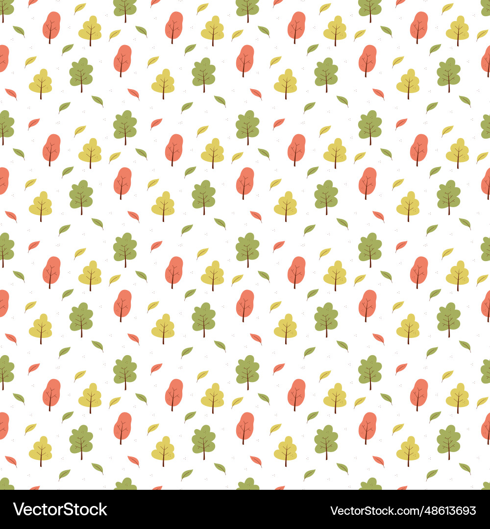 Seamless pattern with autumn trees and leaves Vector Image
