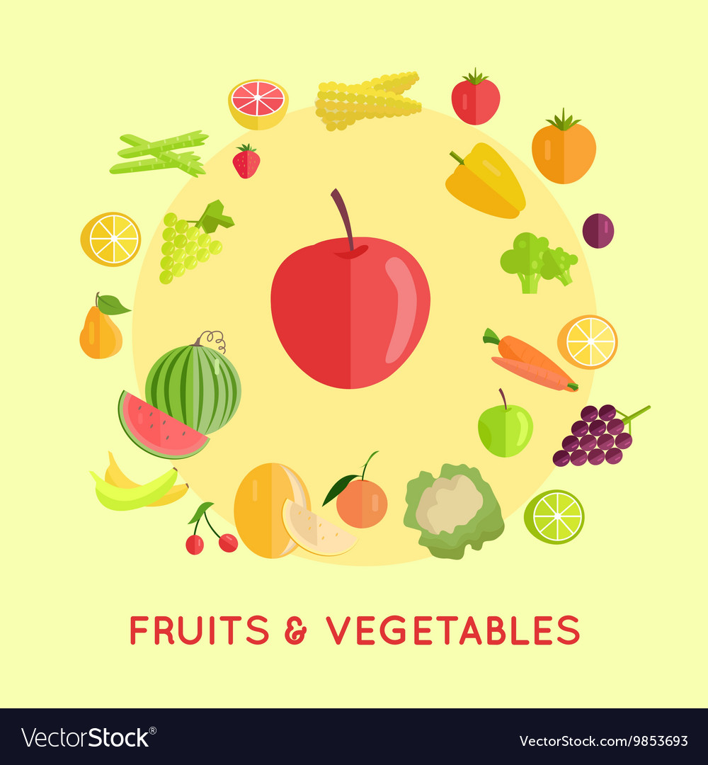 Set of fruits vegetables