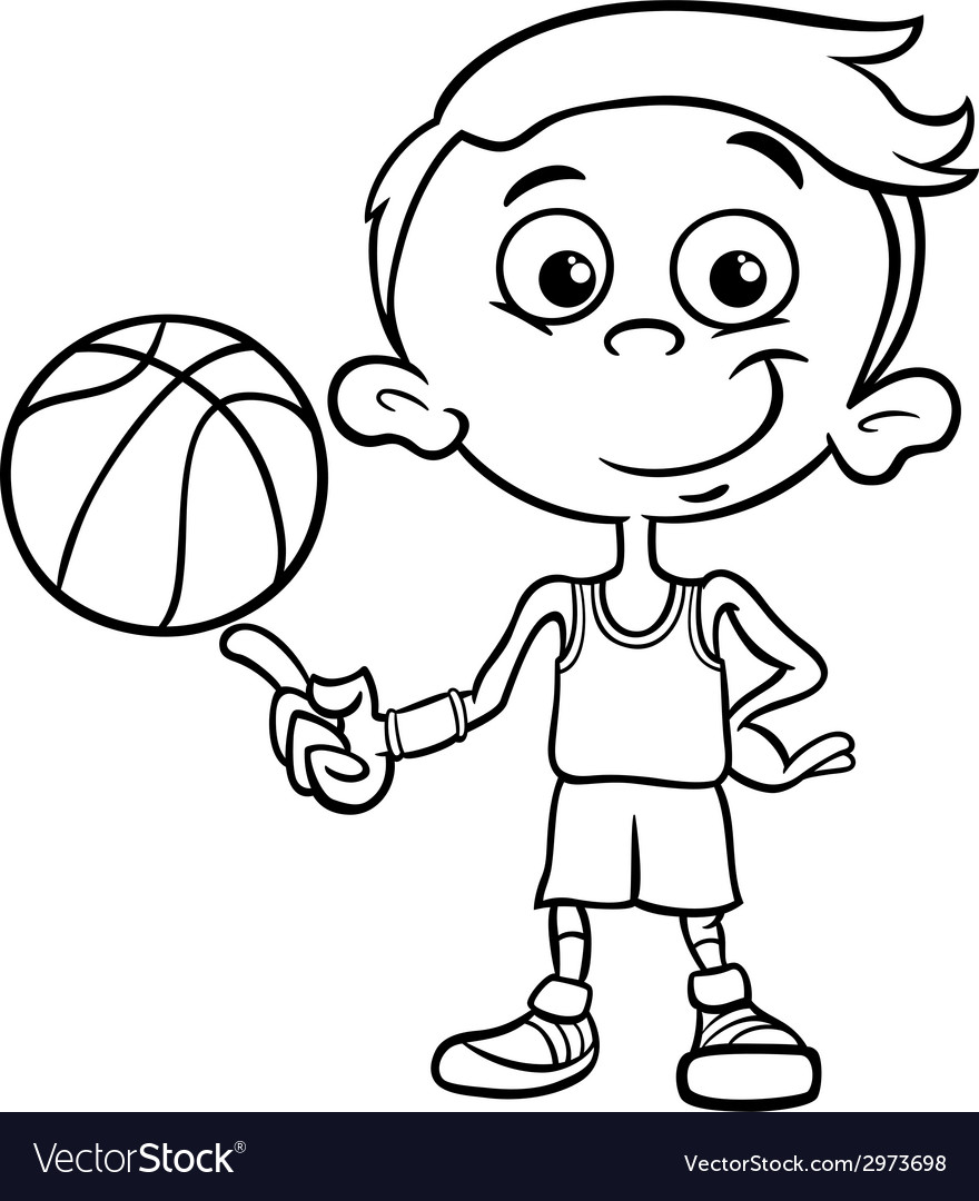 Boy Basketball Player Coloring Page Royalty Free Vector