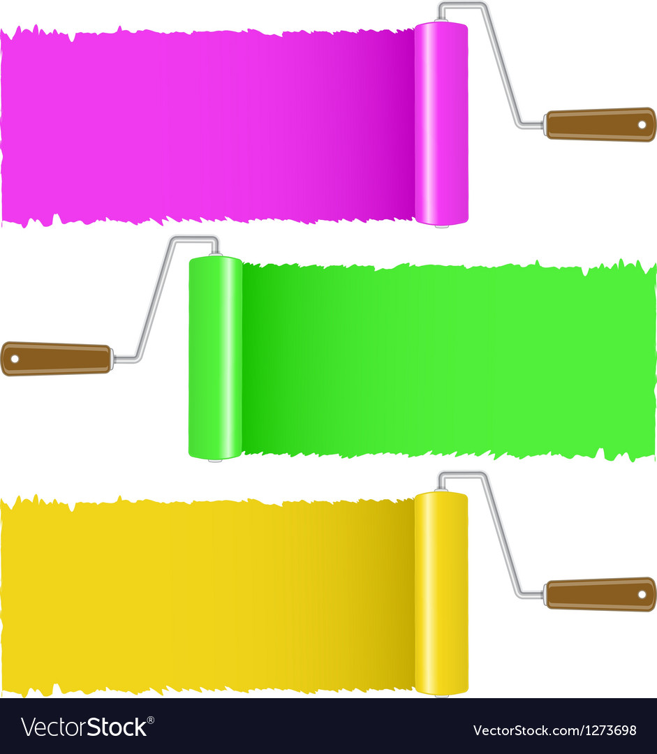Set of colorful paint roller brush Royalty Free Vector Image