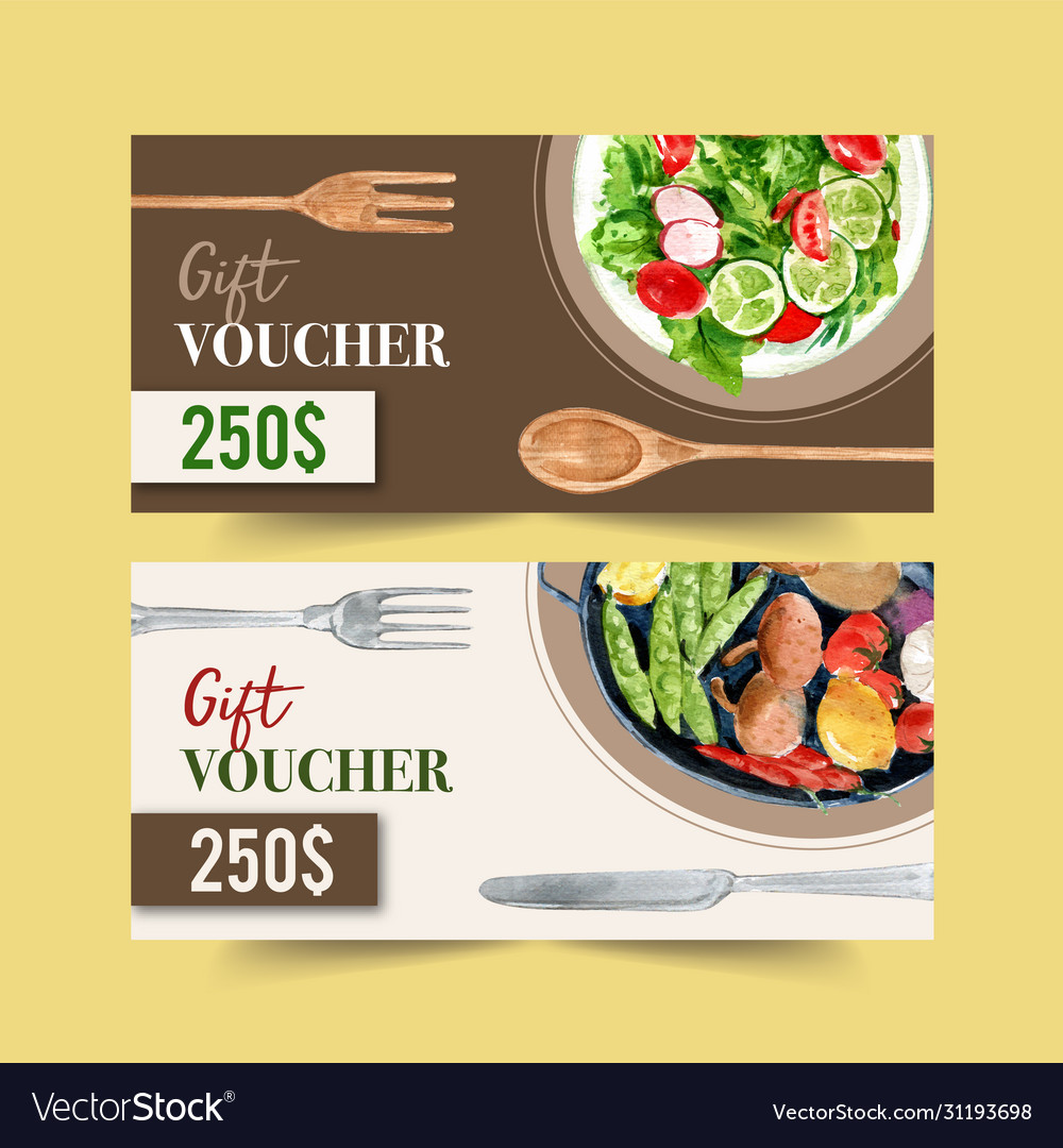 World Food Day Voucher Design With Salad And Vector Image