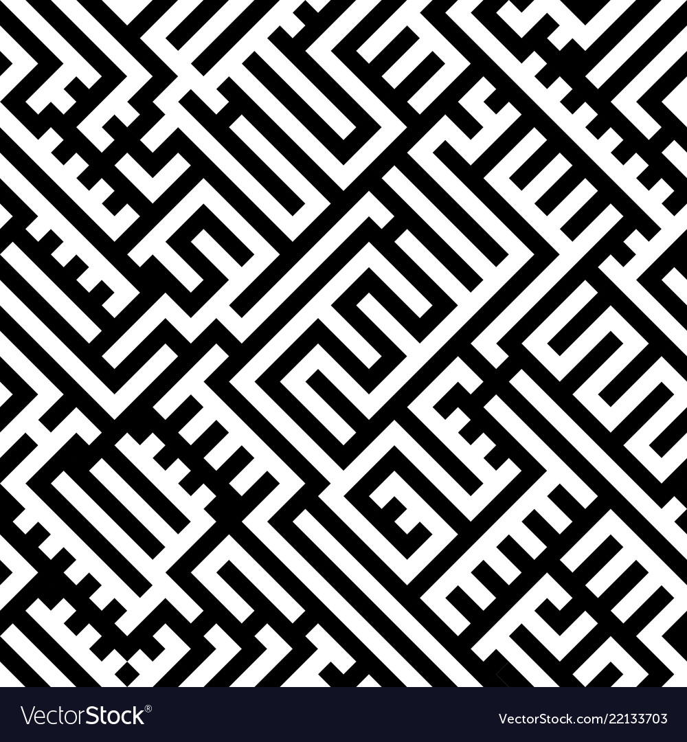 Abstract maze labyrinth seamless pattern black