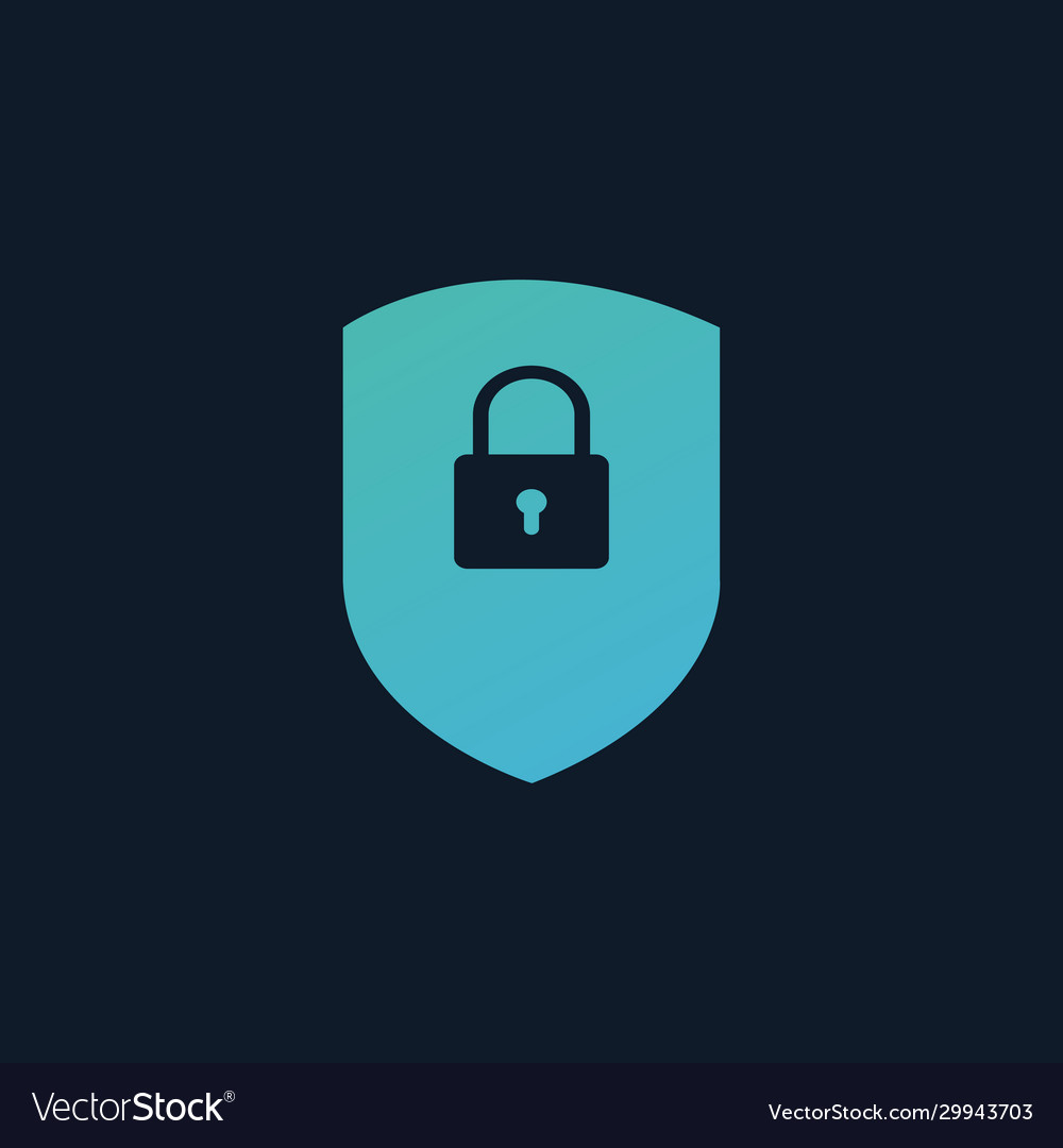 Cyber security concept shield with lock icon