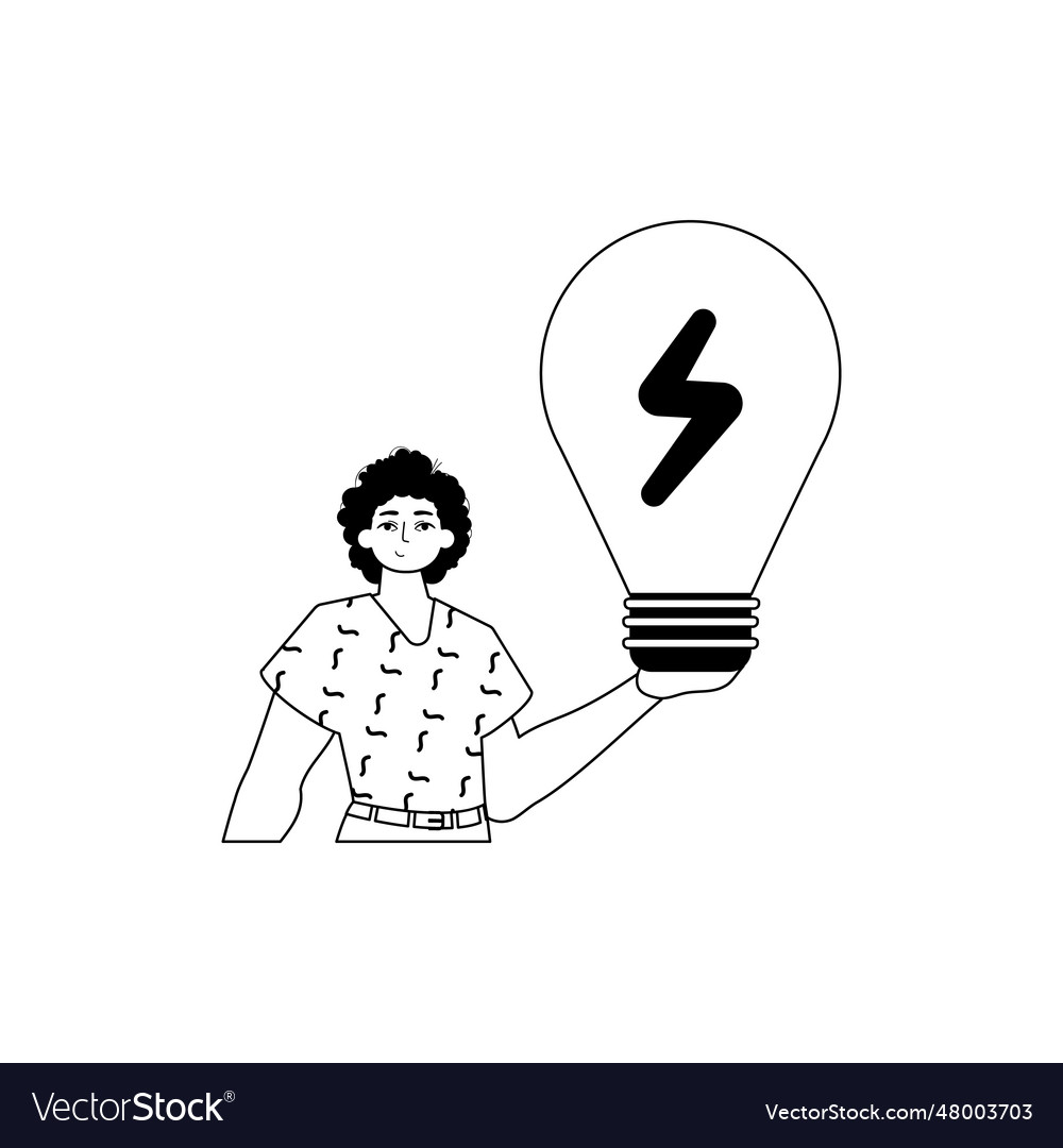 Guy is holding a lightly bulb estimate concept