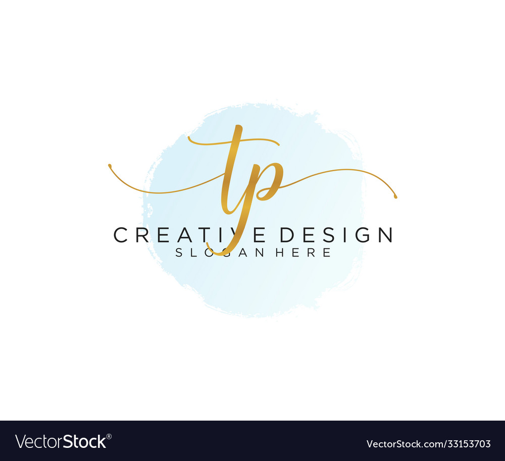 Initial tp handwriting logo with watercolor Vector Image