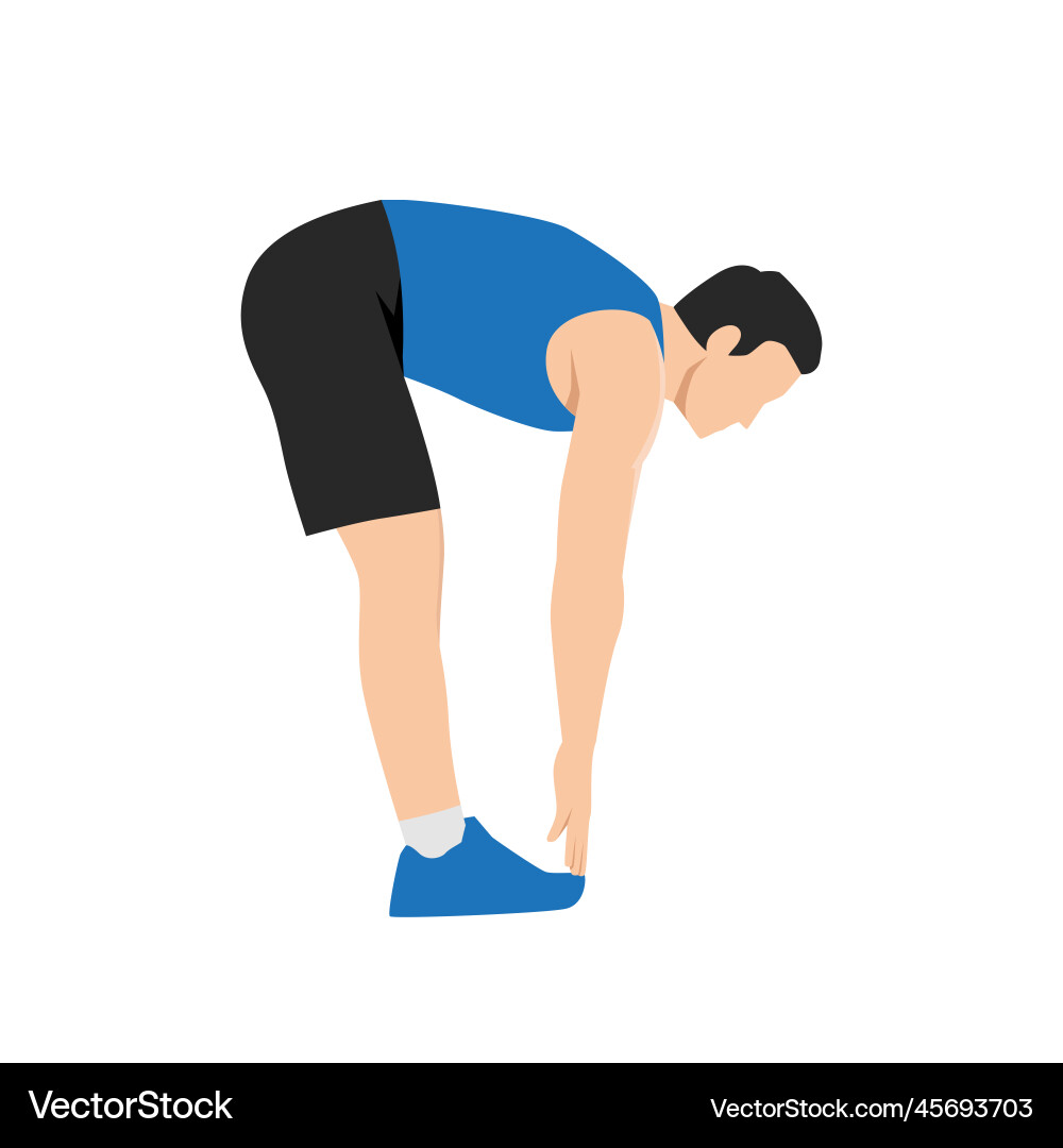 Man doing hamstring hinge stretch exercise Vector Image