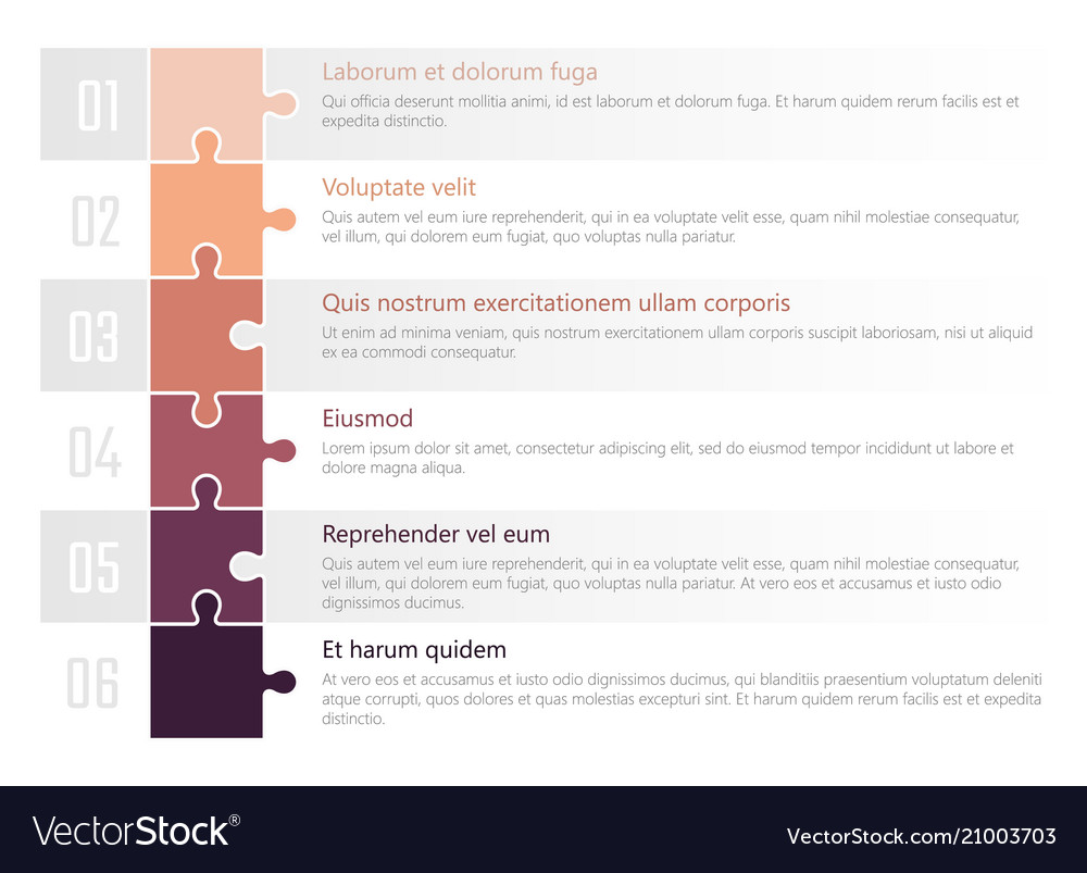 Numbered list template with colorful puzzles Vector Image