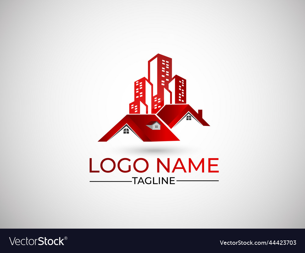 Red real estate logo design Royalty Free Vector Image