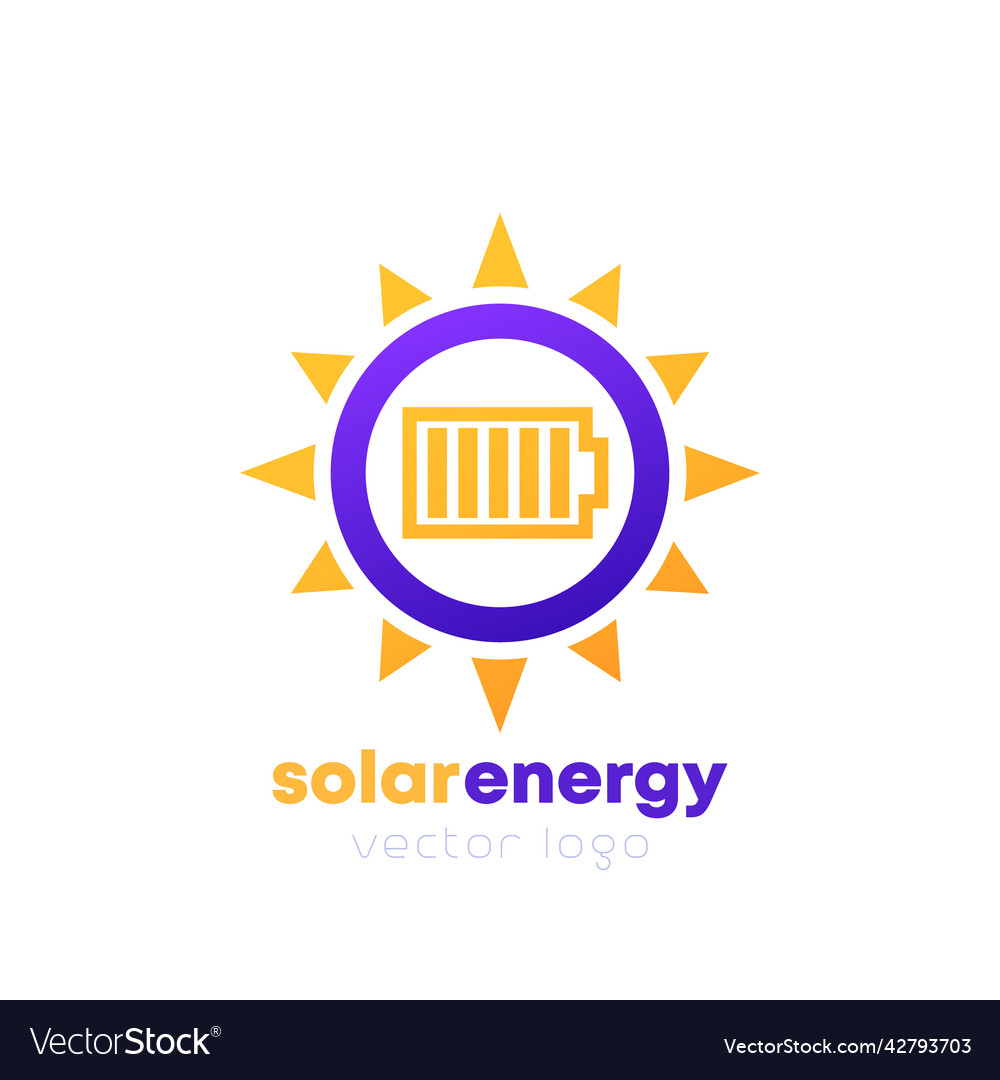 Solar Energy Logo Sun And Battery Design Vector Image 7542