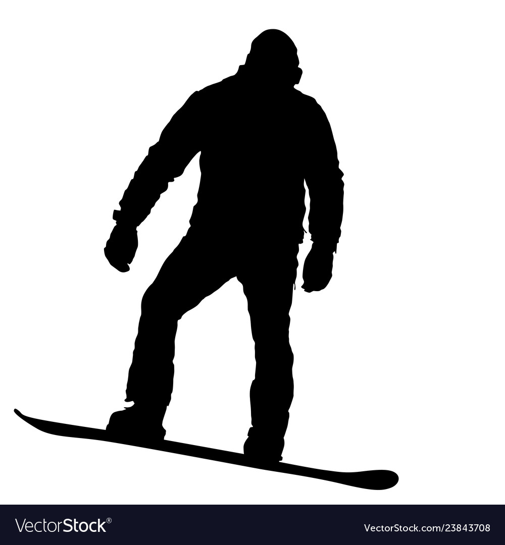 Schwarze Silhouetten Snowboarder auf weißem Hintergrund