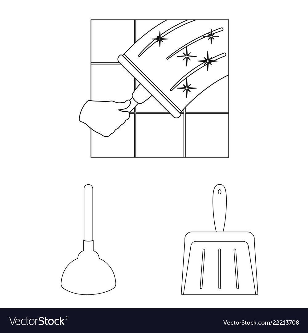 Cleaning and maid outline icons in set collection Vector Image