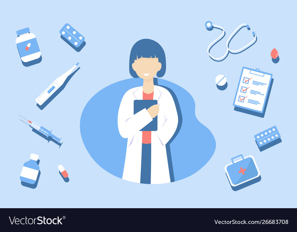 Doctor Woman Banner Royalty Free Vector Image Vectorstock