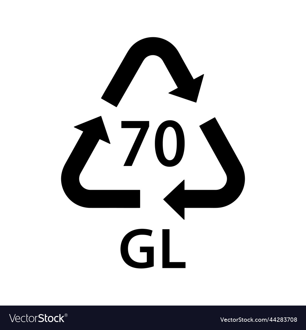 Glass recycling code gl 70 mixed recycle vector image