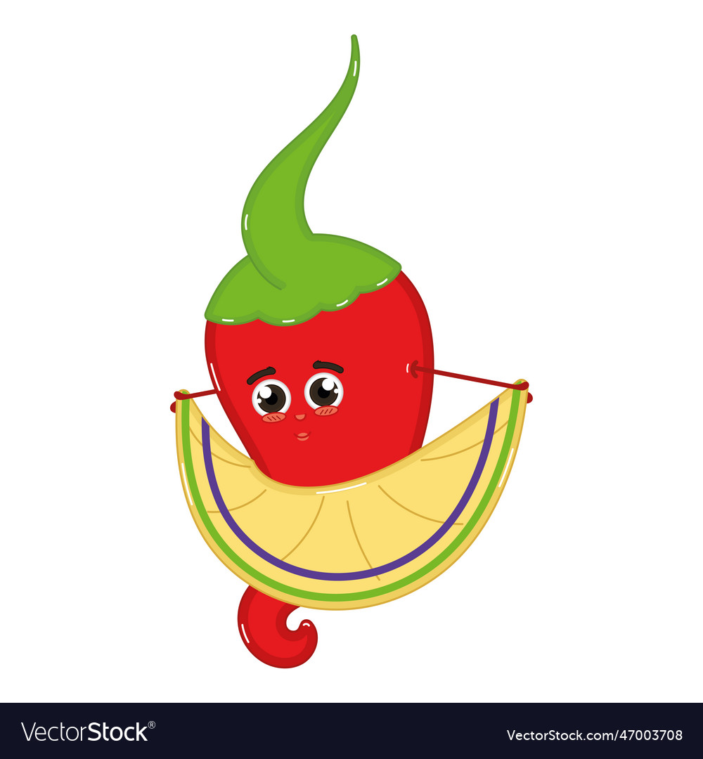 Isolated red chili pepper cartoon kawaii