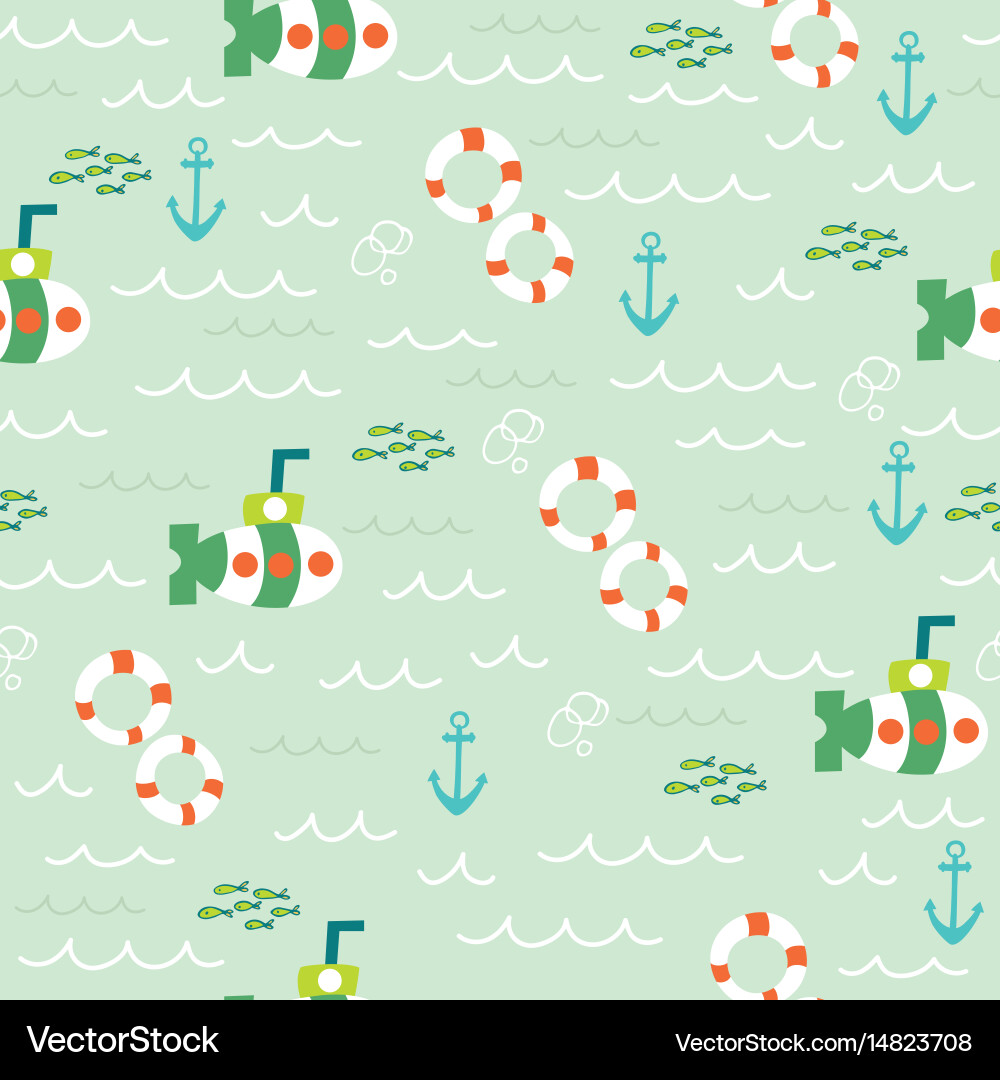 Nautical sea seamless pattern Royalty Free Vector Image