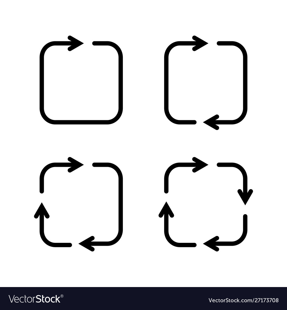 Set black square arrows icons