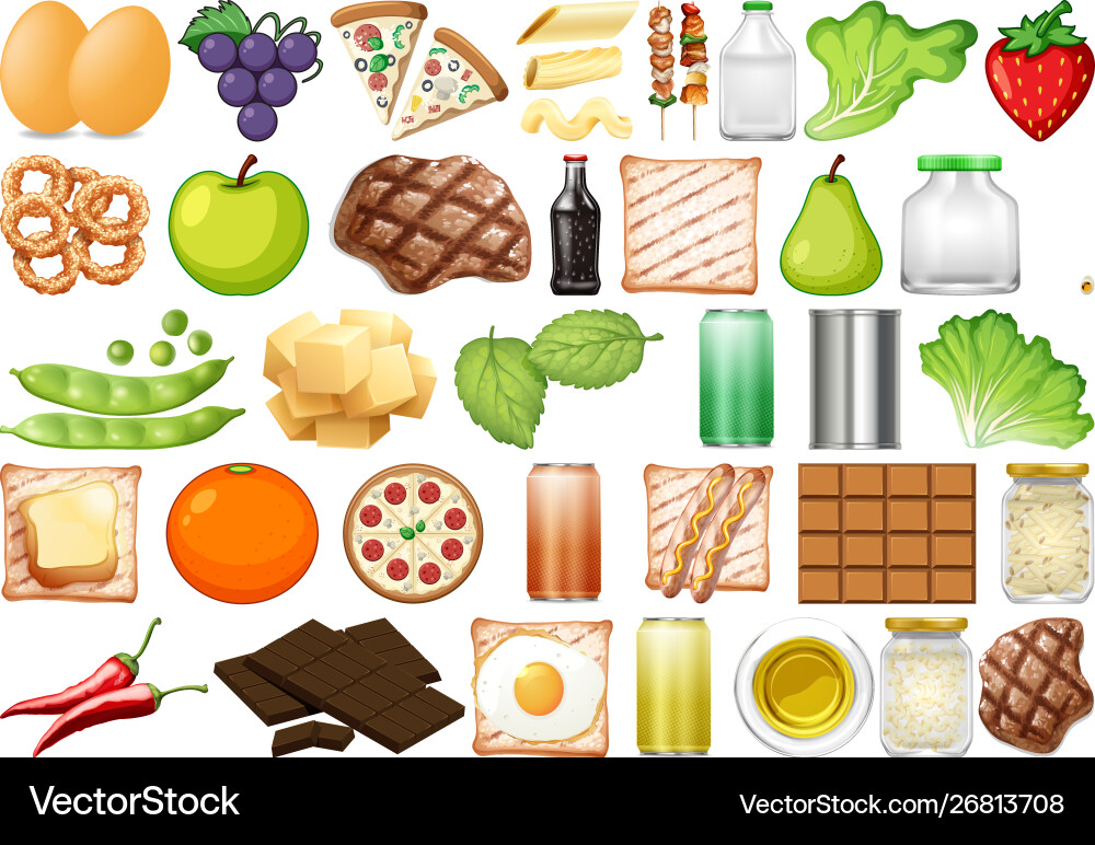 Set isolated objects theme - food Royalty Free Vector Image