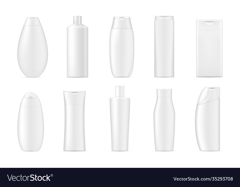 Shampoo conditioner bottles flasks white Vector Image