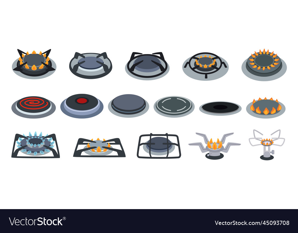 Stove burners electric and gas cooker hob burner Vector Image