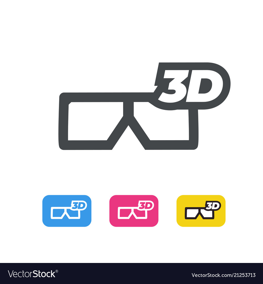 3d Movie Glasses Line Icon Flat Design Royalty Free Vector