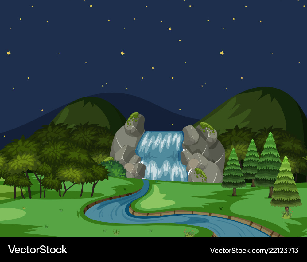 Animated Night Rivers A river view at night Royalty Free Vector Image